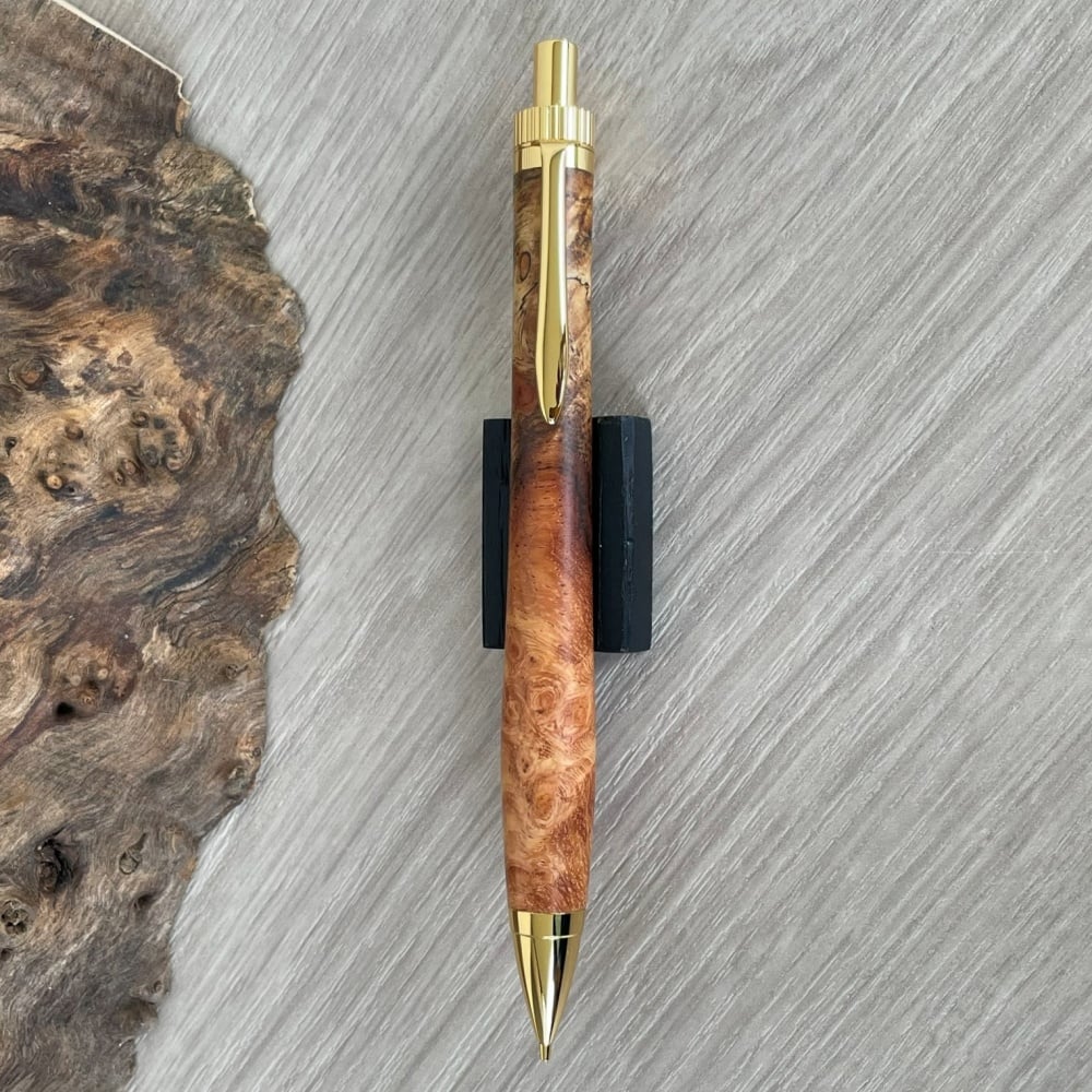 花梨瘤紅白・スポルテッド / UMA 木軸シャープペンシル/ゴールド金具