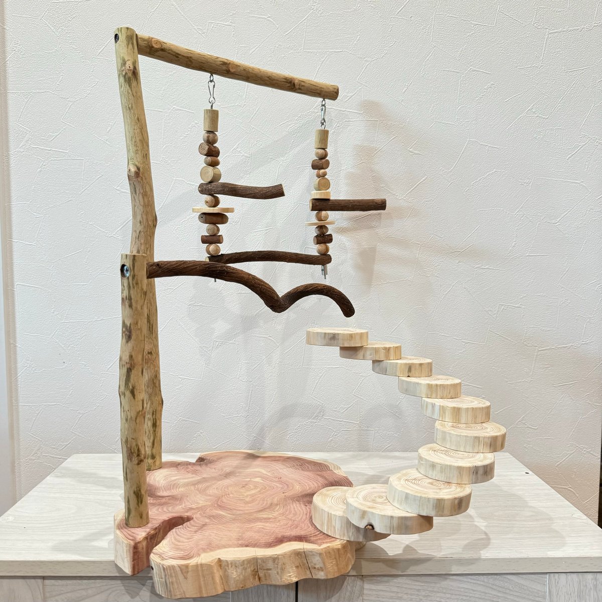 螺旋階段とハイジブランコのバードアスレチック【インコのおもちゃ