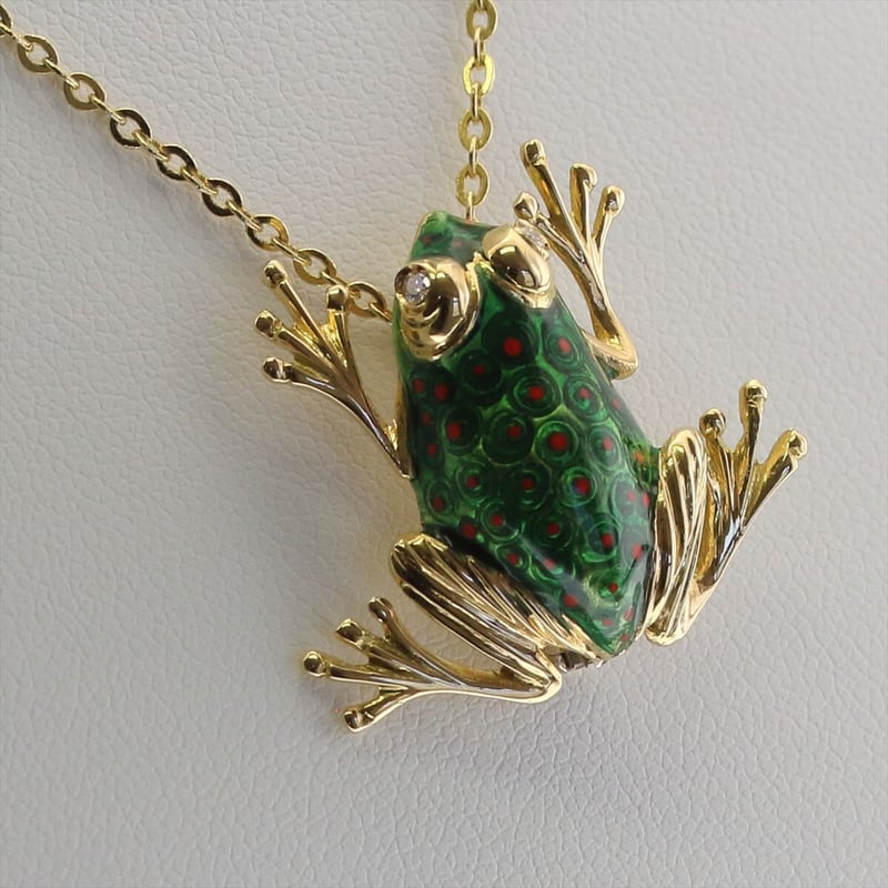 GALLERY megumi保証書付き K18 ダイヤモンド エナメル カエル 蛙