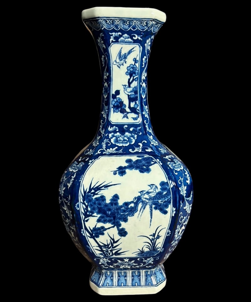 壺 青白磁 中国雑貨 染付 フラワーベース 花瓶 花入れ 花器 陶器