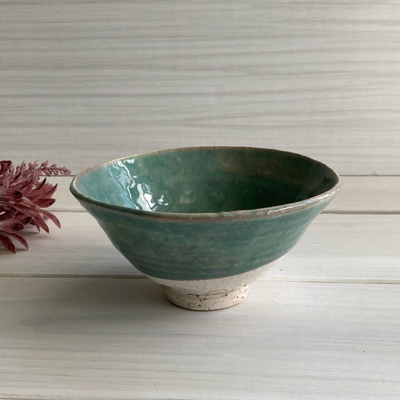 緑彩掛分平茶碗【桐箱入】 | 萩焼 窯元 緑栄窯 Ryokuei-オンライン