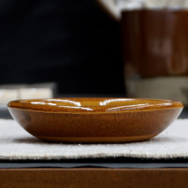 和食器 布志名焼 湯町窯 豆皿 9cm 浪紋濃茶 黄釉 | うつわの店