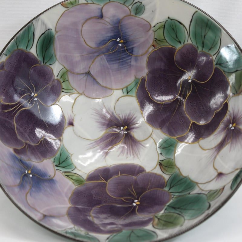 特選品 京都 京焼（清水焼） 土淵陶葊(どぶちとうあん)作 ☆パンジー六