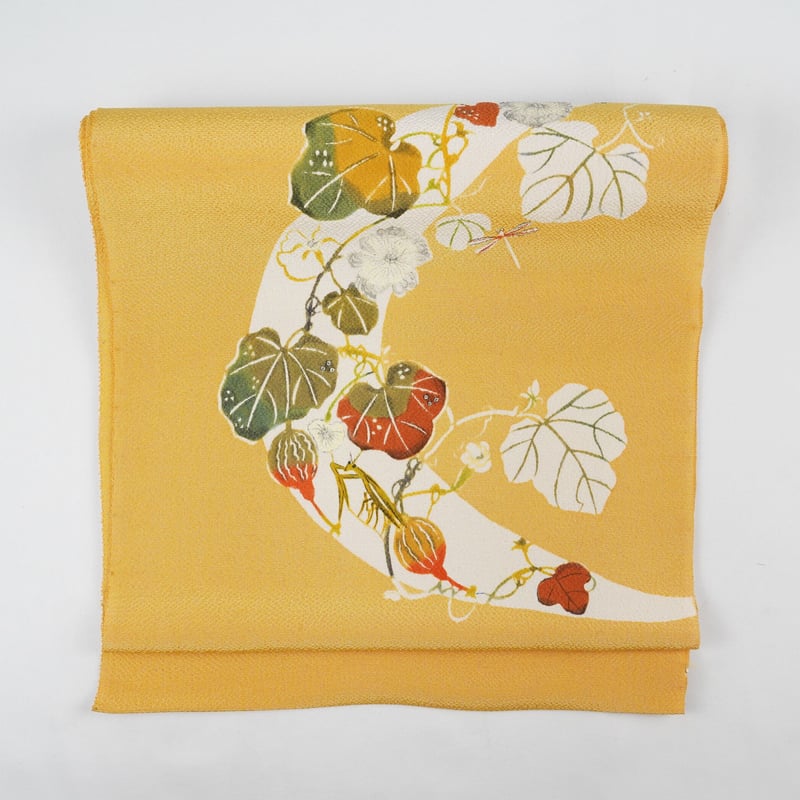 九寸帯（名古屋帯）「型絵染・ちりめん・秋草」 | MINOKO STORE