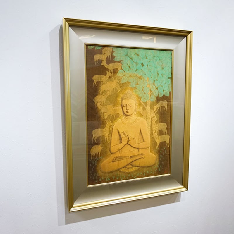 版画 平山郁夫 「鹿野苑の釈迦」 シルクスクリーン 彩美版 額付き 限定