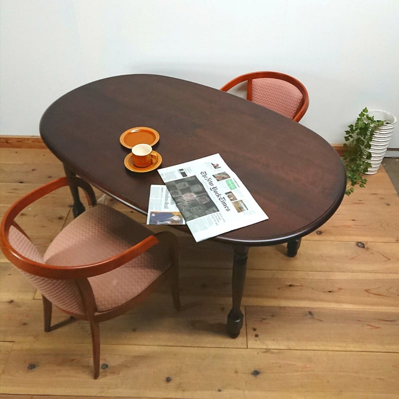 北海道民芸＞サクラ材・楕円形ダイニングテーブル | FUJIWAKAYAMA