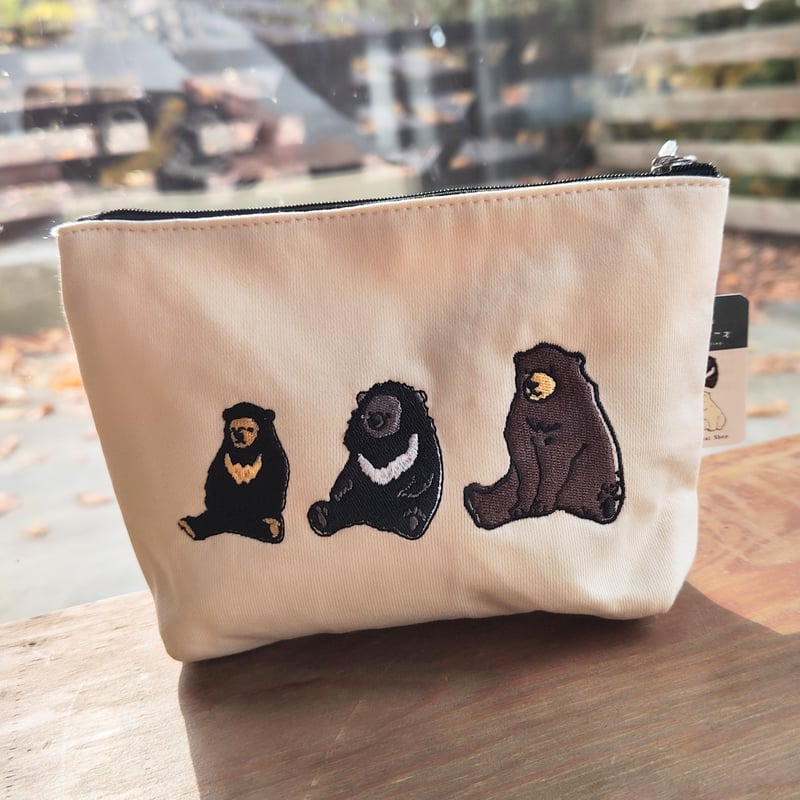 おっちゃんこベアーズ サガラ刺繍ポーチ | 円山動物園オフィシャル