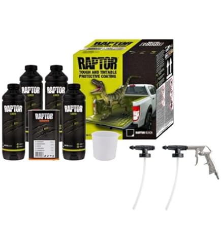 Amazon.co.jp: U-POL RAPTOR LINER 4Lセット + 塗装ガン付（ブラック