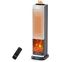 Amazon | セラミックヒーター タワー型【2026新登場・3D水蒸気LED暖炉
