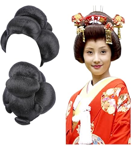 Amazon.co.jp: 花魁 ウィッグ 髷 ライトブラウン ヘアピース 髪飾り