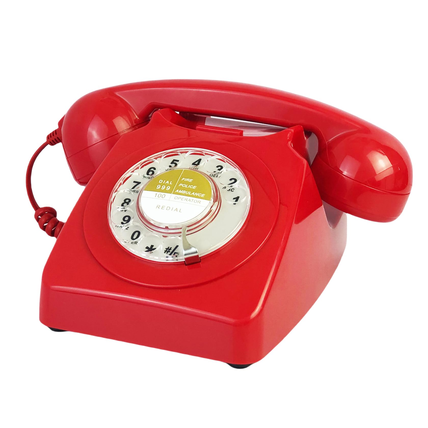 Red Rotary Dial Telephones Benotek 1980'S Classic Old Style Retro