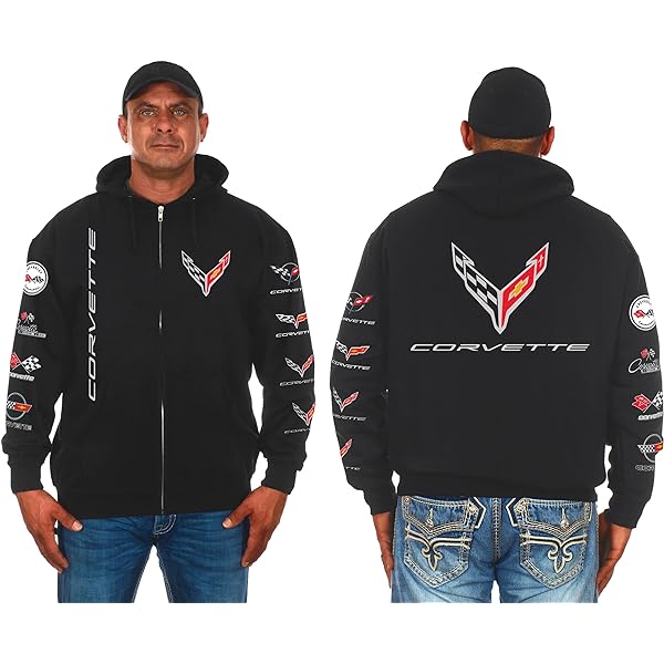 Amazon.com: JH Design Men's Chevy Corvette C7 Black Zip Up Hoodie