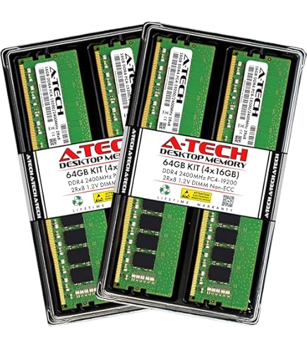 A-Tech 64GB (4x16GB) DDR4 2666 MHz UDIMM PC4-21300 (PC4-2666V