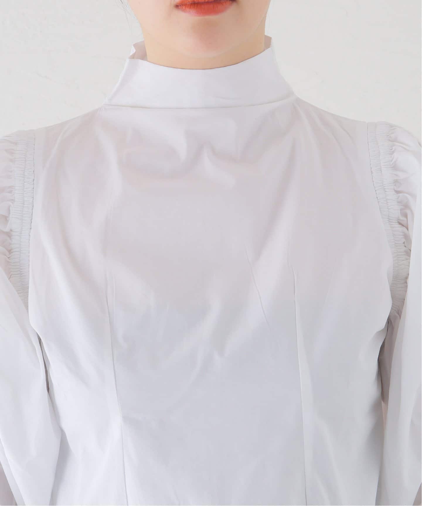 SEEALL/シーオール】 GATHER SLEEVE TOP:ブラウス（シャツ／ブラウス