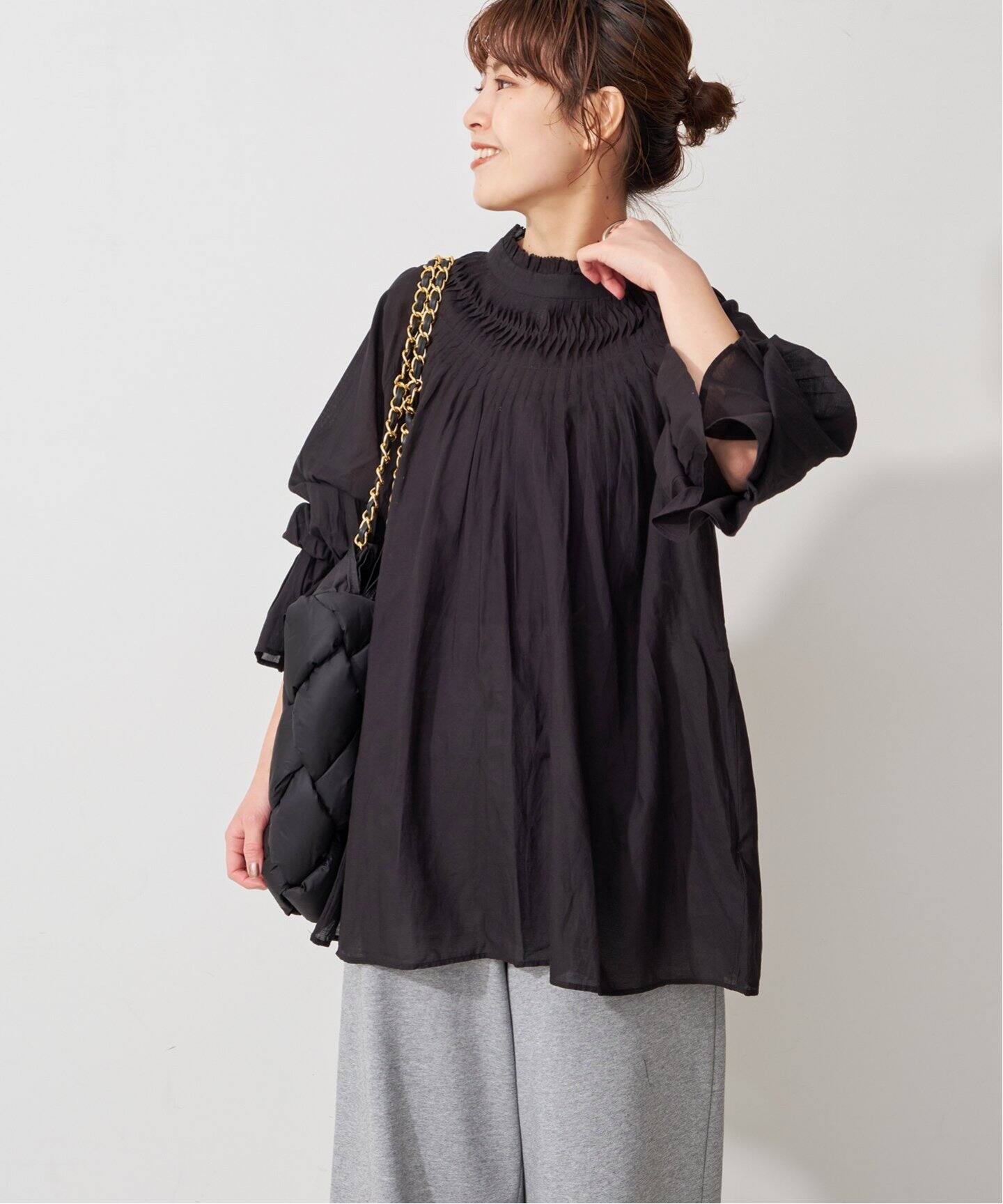 ≪追加≫コットンボイルタックフリルブラウス（シャツ／ブラウス