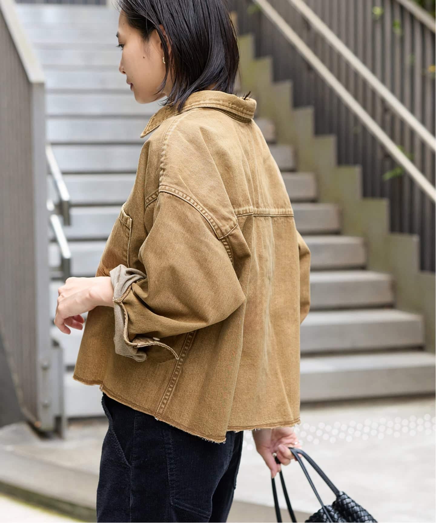 追加3》ライトオンスデニムクロップドシャツ（シャツ／ブラウス