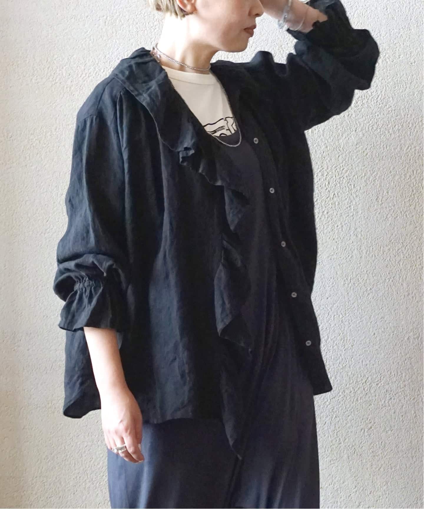 追加予約3》フレンチリネン フリルパフブラウス（シャツ／ブラウス