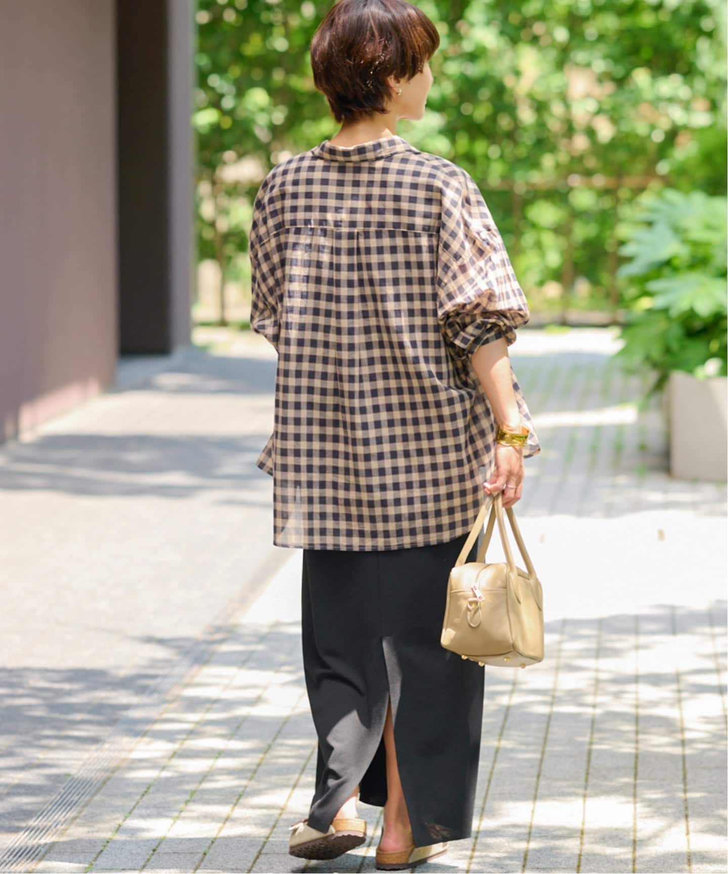 追加》コットンローンチェックオーバーサイズシャツ（シャツ／ブラウス