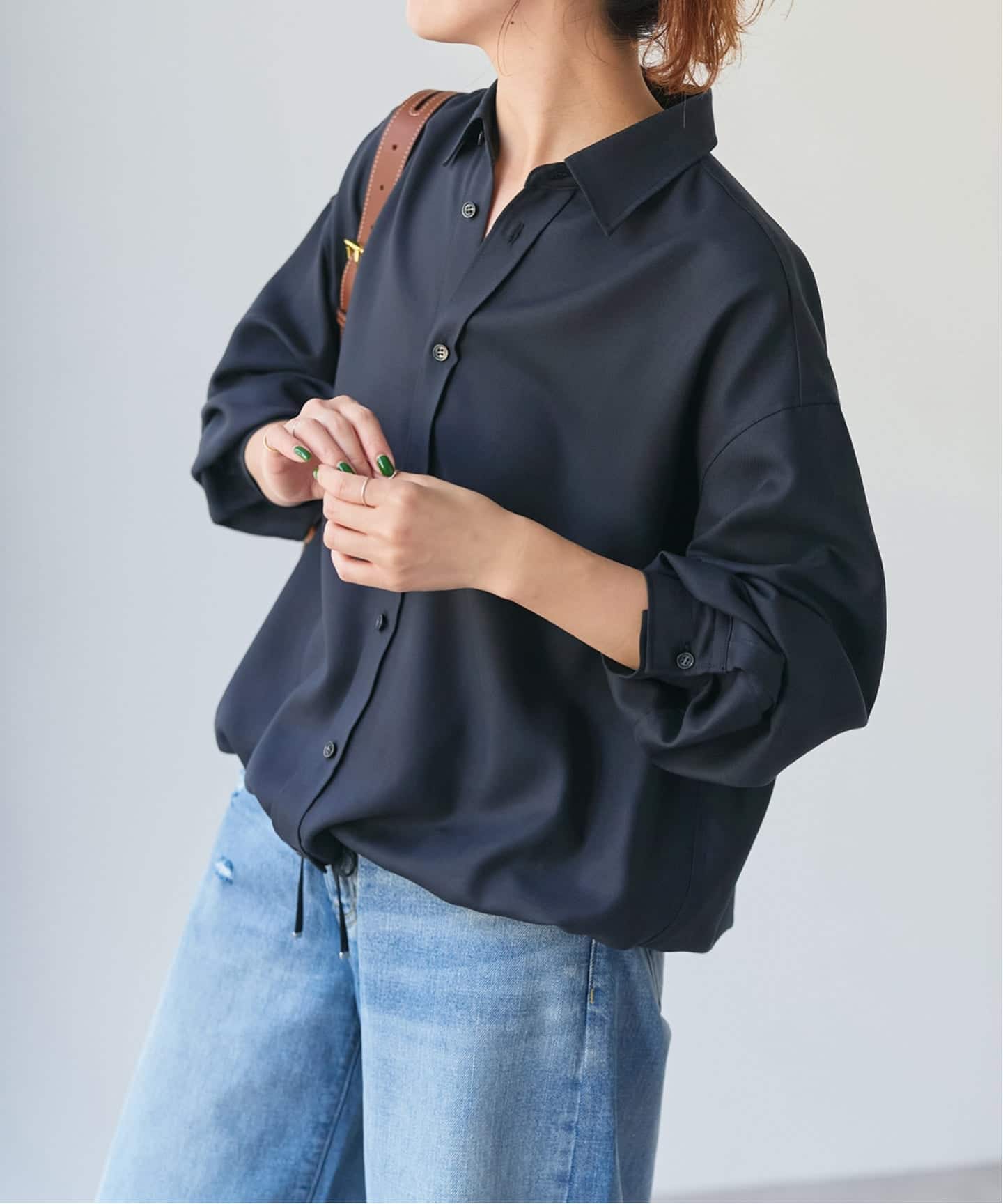 追加》ウールライクヘムギャザーシャツ（シャツ／ブラウス）｜Spick