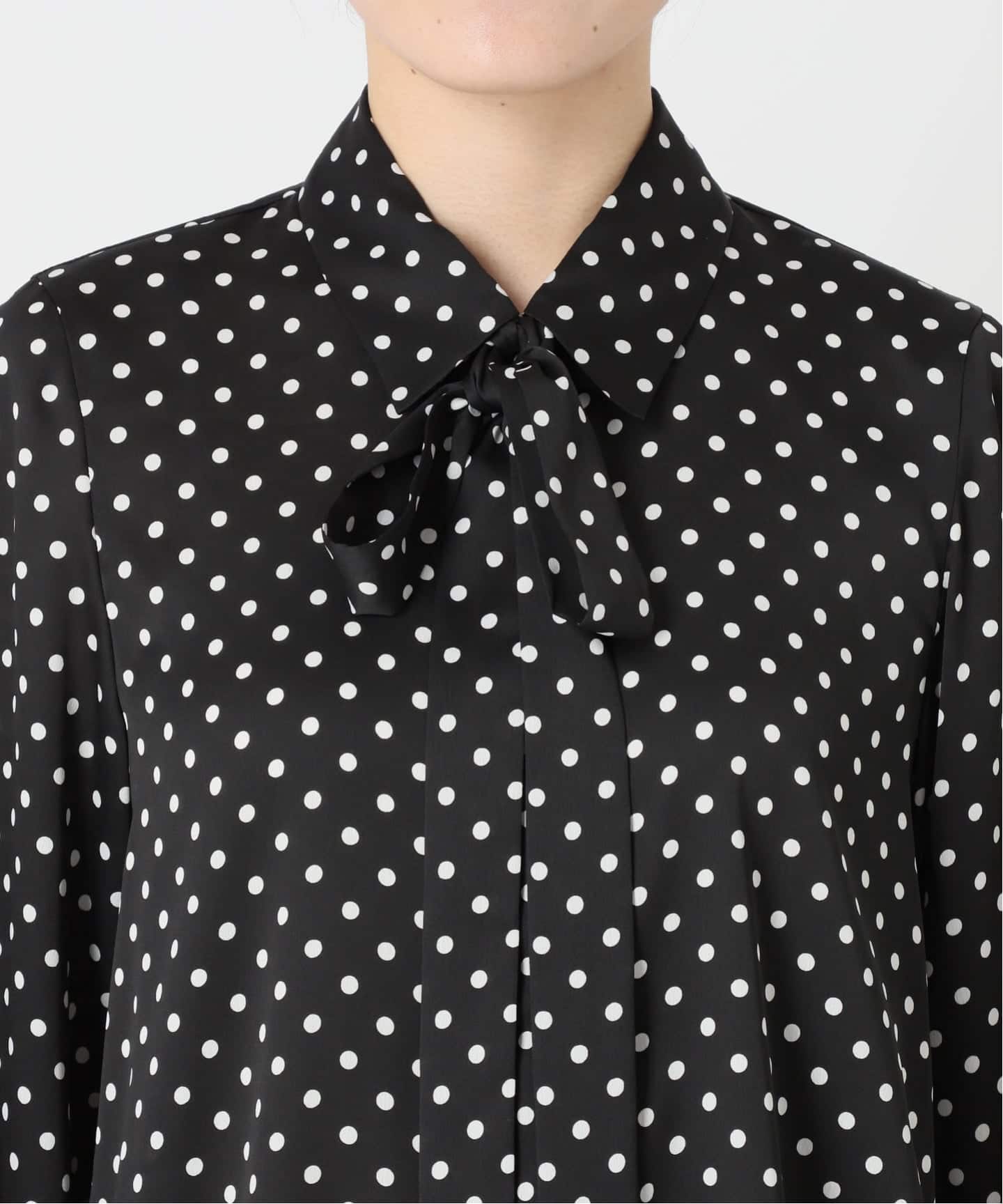 WEB限定/追加2》サテンドットタイ付ブラウス（シャツ／ブラウス