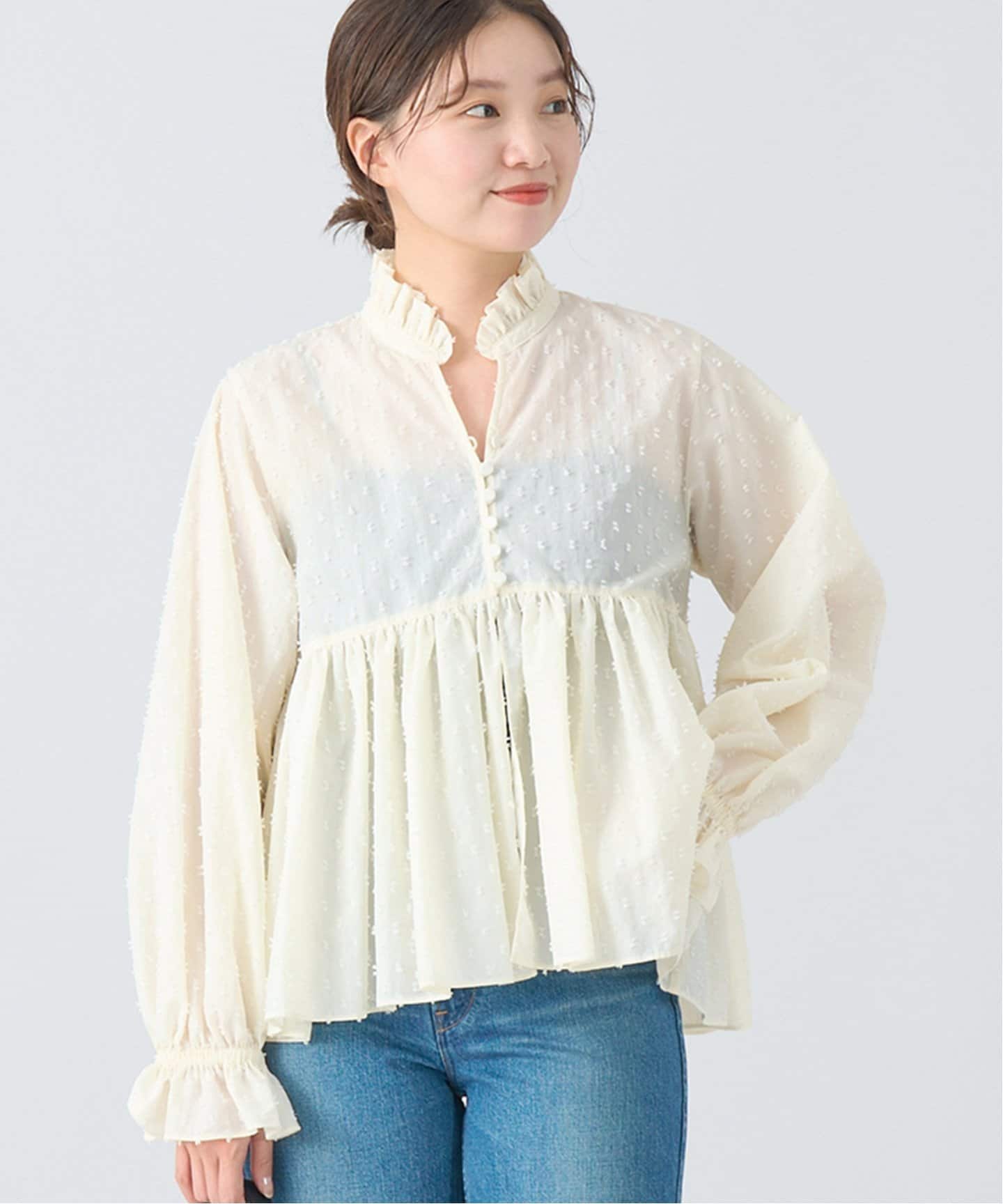 ドットタフタショートギャザーブラウス（シャツ／ブラウス）｜IENA