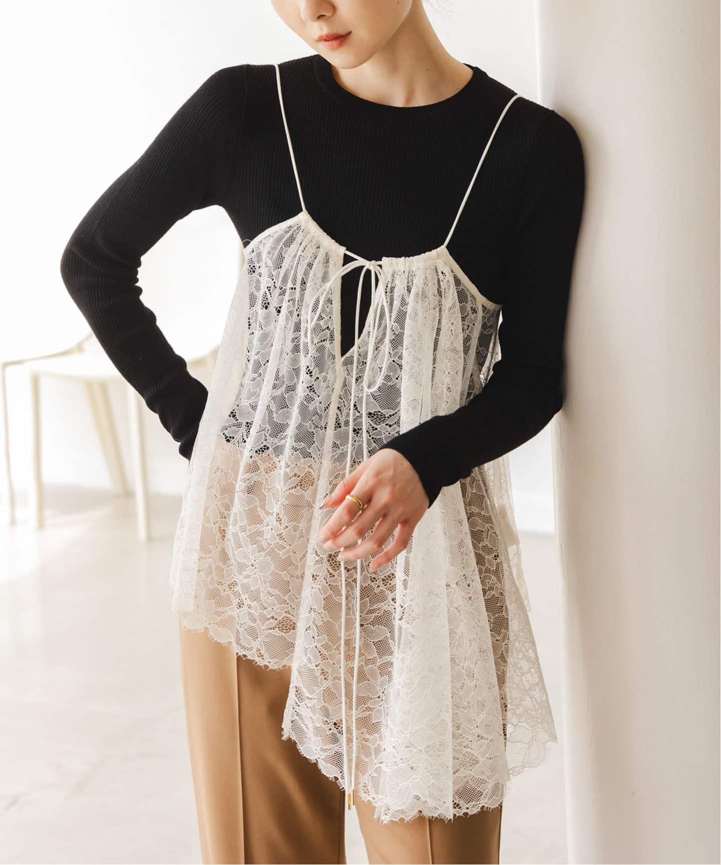 追加》ラッセルレースギャザーキャミ（キャミソール）｜NOBLE