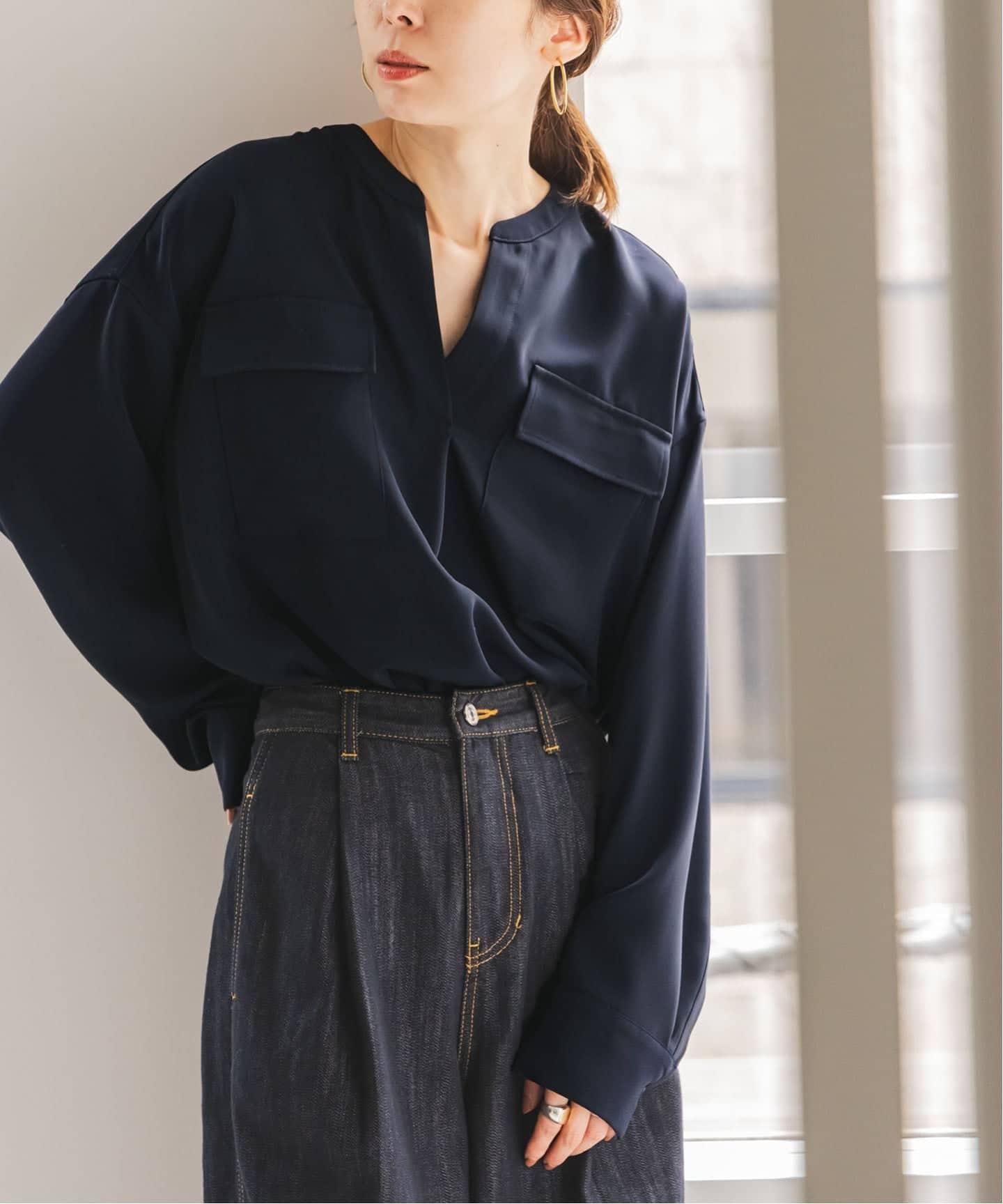 WEB限定追加》ワークディテールドレープシャツ 5（シャツ／ブラウス