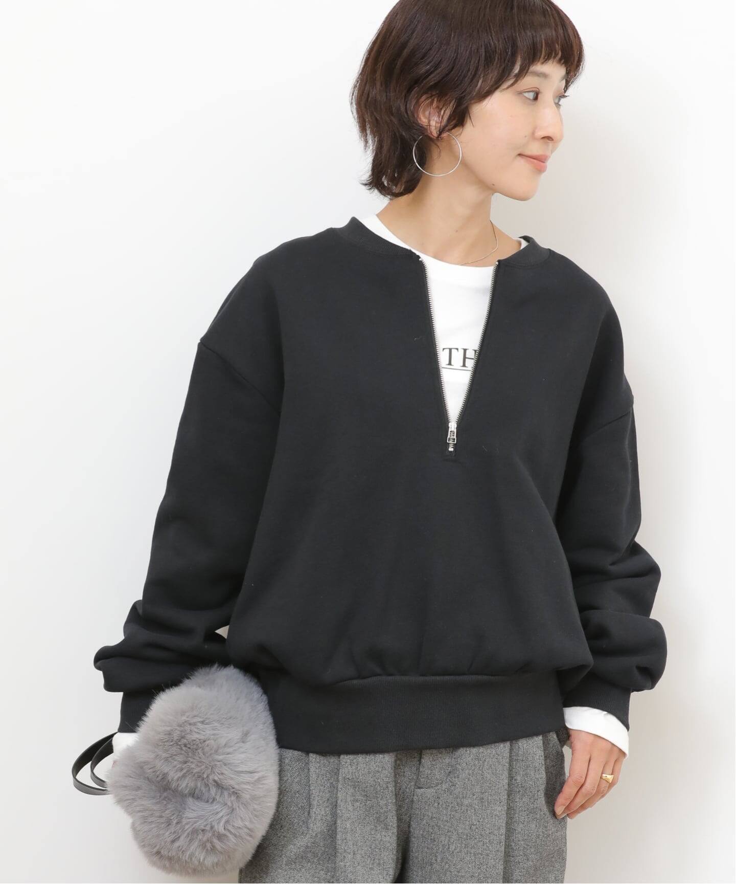 WEB限定》ハーフジップノーカラースウェット（スウェット）｜JOURNAL