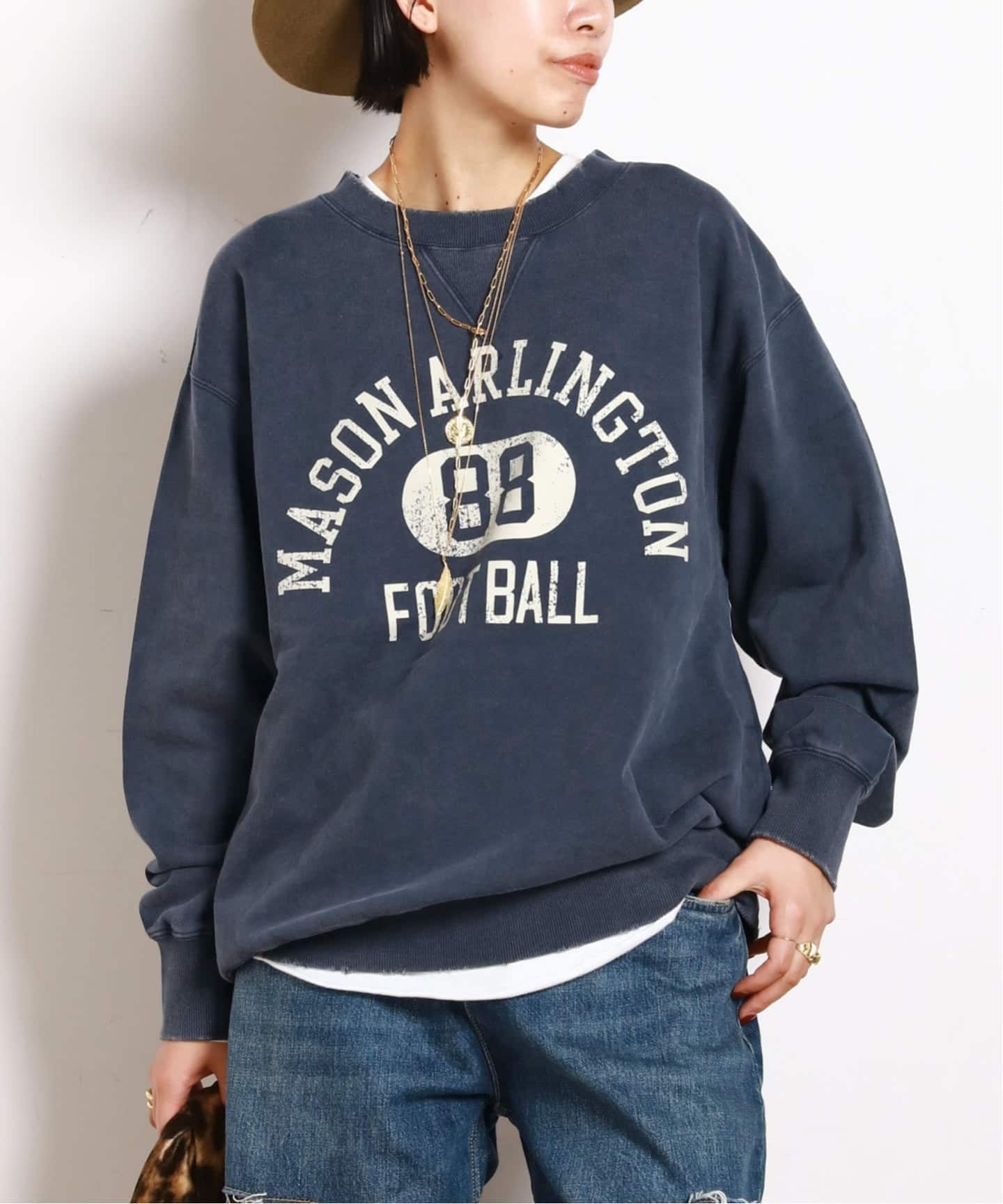 athletic wear MASON】別注オーバーカレッジスウェット（Tシャツ