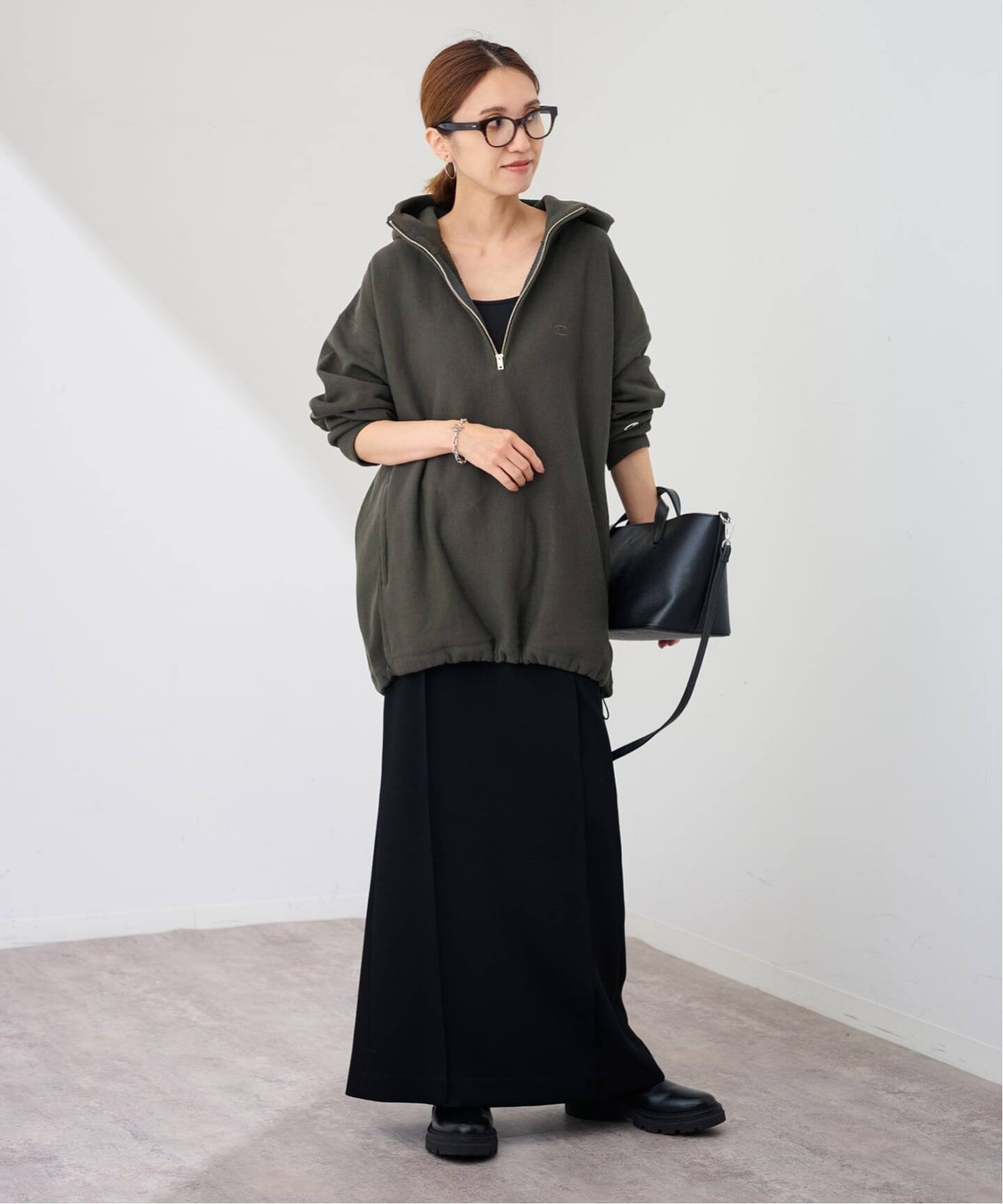 Champion 別注REVERSE WEAVE11.5OZフードハーフジップドロストプル