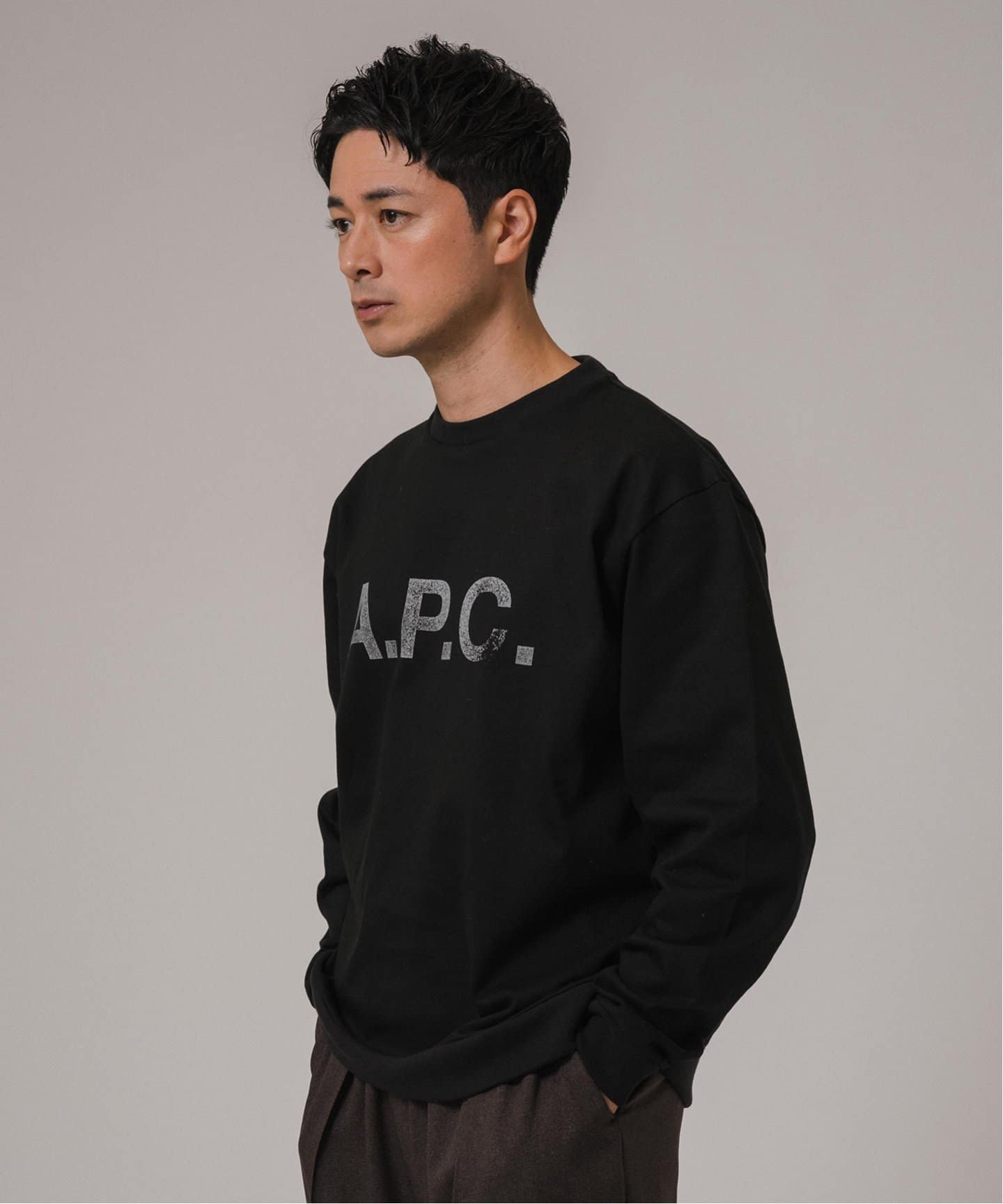 A.P.C. (アーペーセー) 別注 ロゴプリント スウェットライク ロング