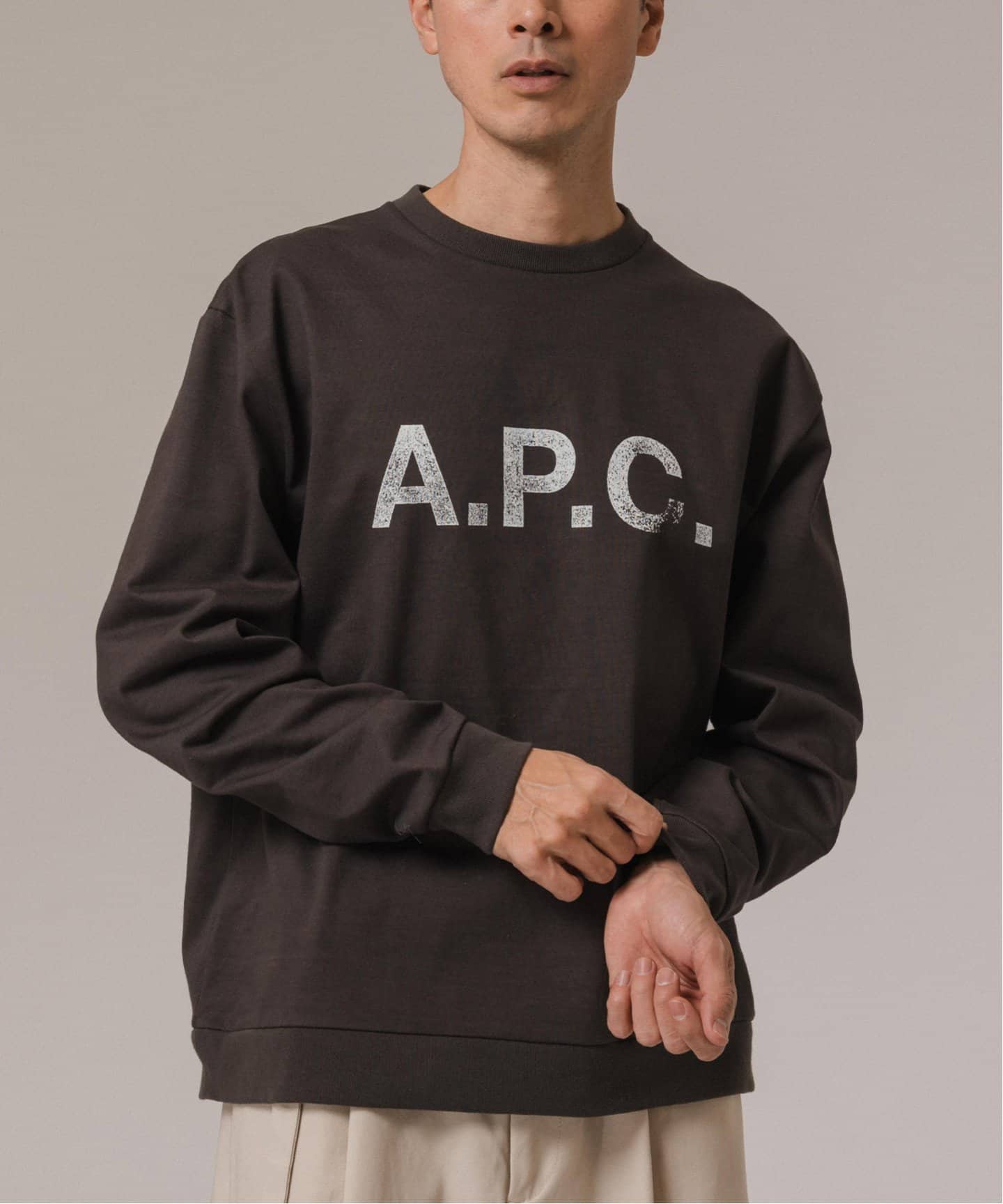 A.P.C. (アーペーセー) 別注 ロゴプリント スウェットライク ロング
