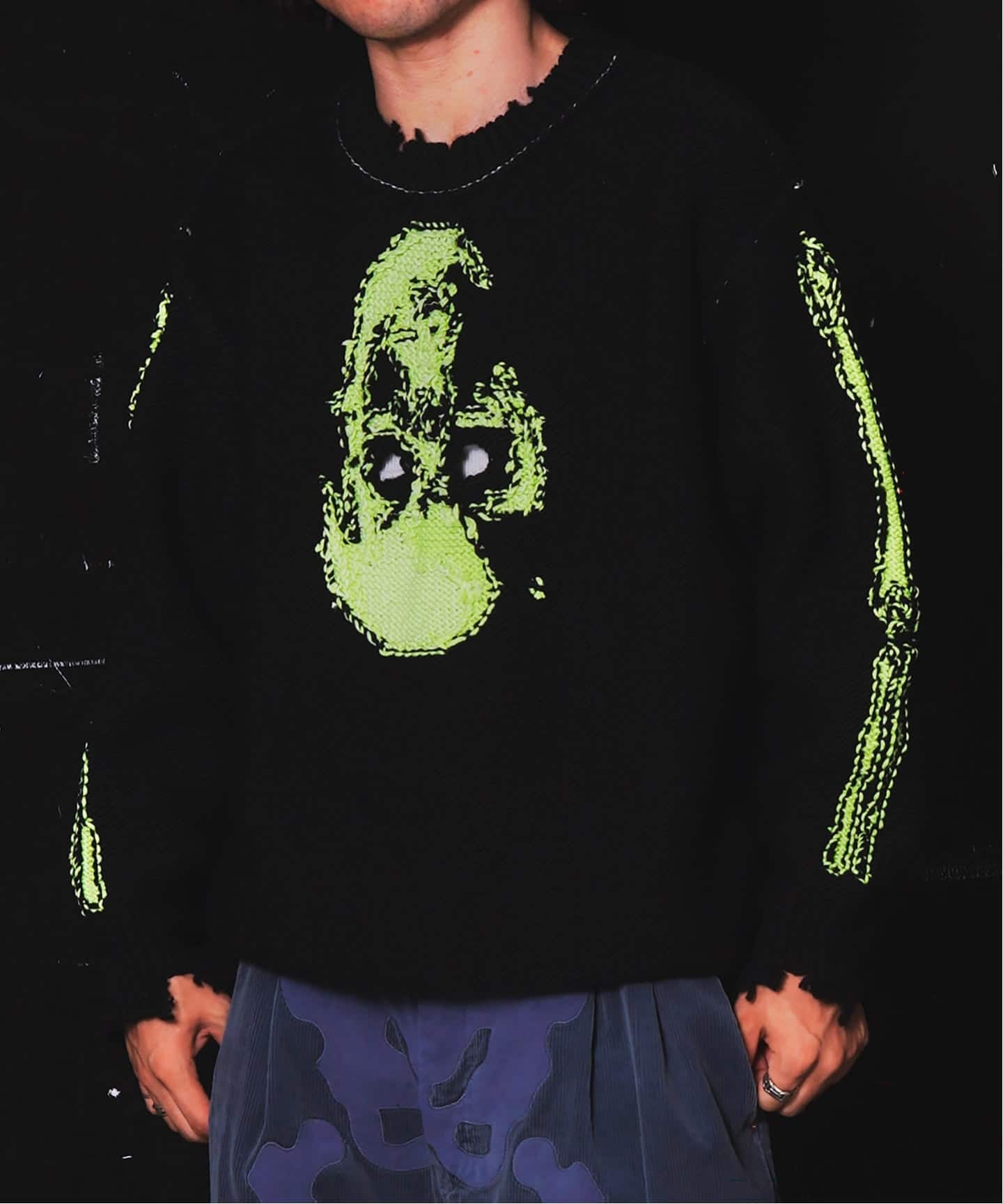 doublet / ダブレット GLOW-IN-THE-DARK SKULL KNIT PULL（ニット