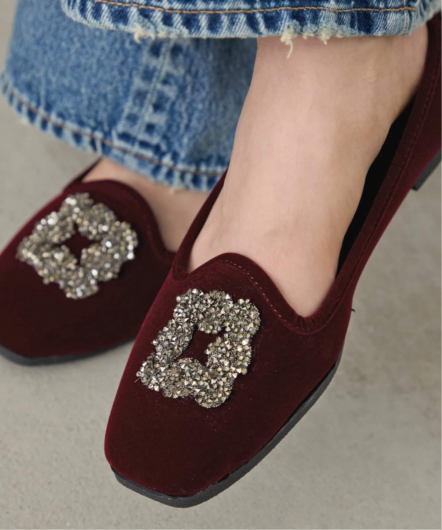 MALUS/マリュス】 Velvet bijou shoes（その他シューズ）｜L