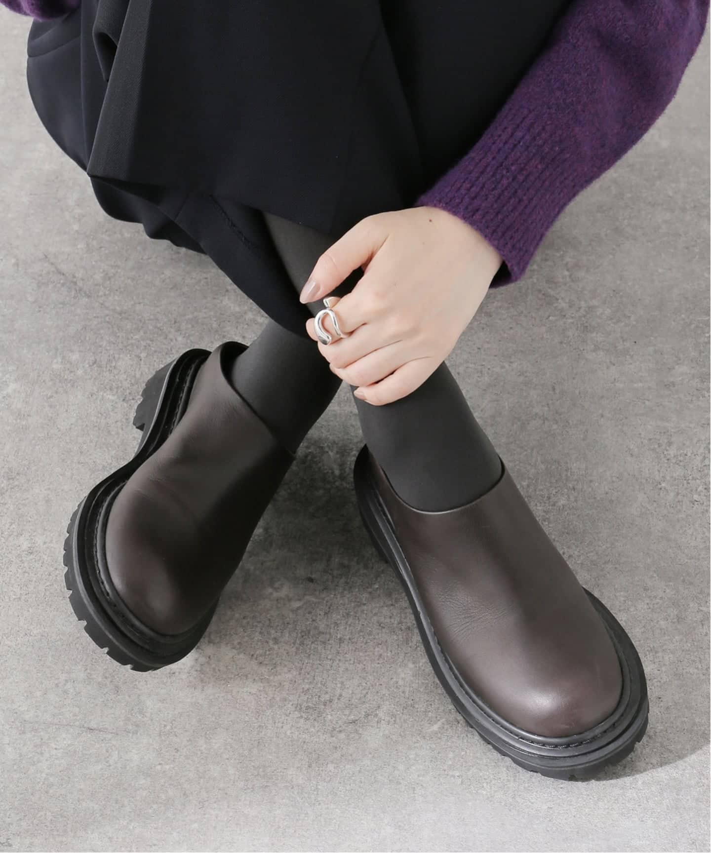 PIPPICHIC/ピッピシック】HAILET SLP 7 DARK BROWN：フラットシューズ