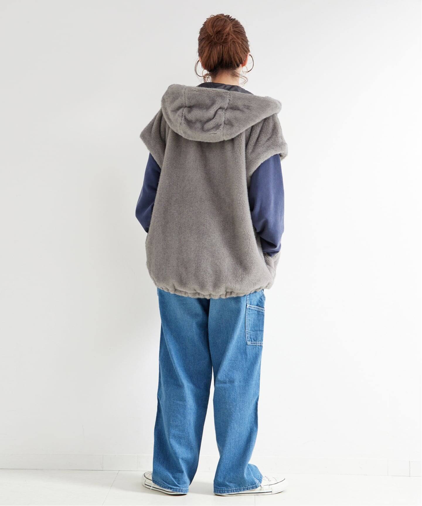 追加》【WEB＋一部店舗限定】手洗い可 / フード付きミンク調ファー