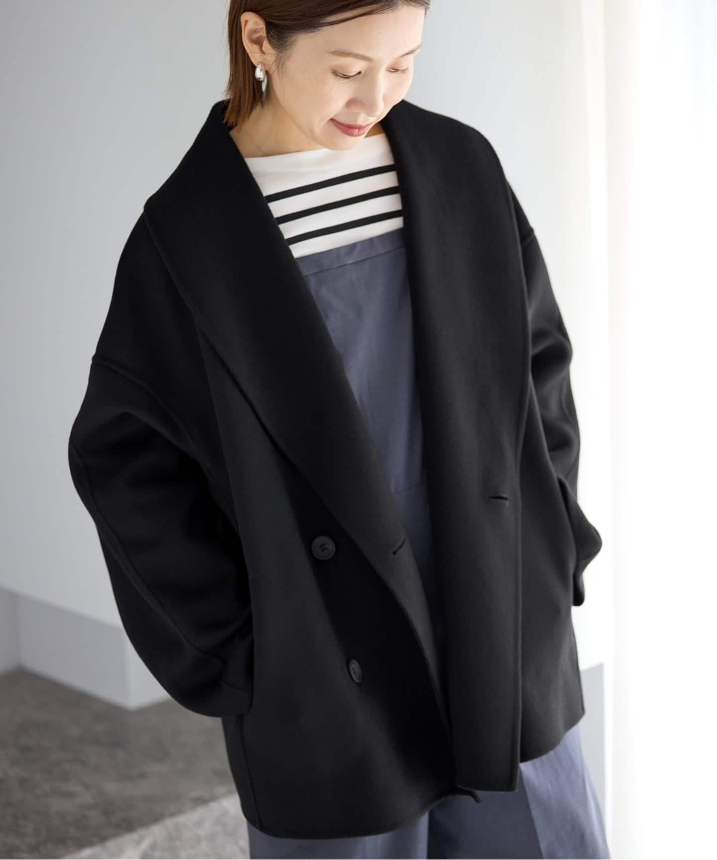 追加3》Super160 ショールカラーハーフコート（その他ブルゾン