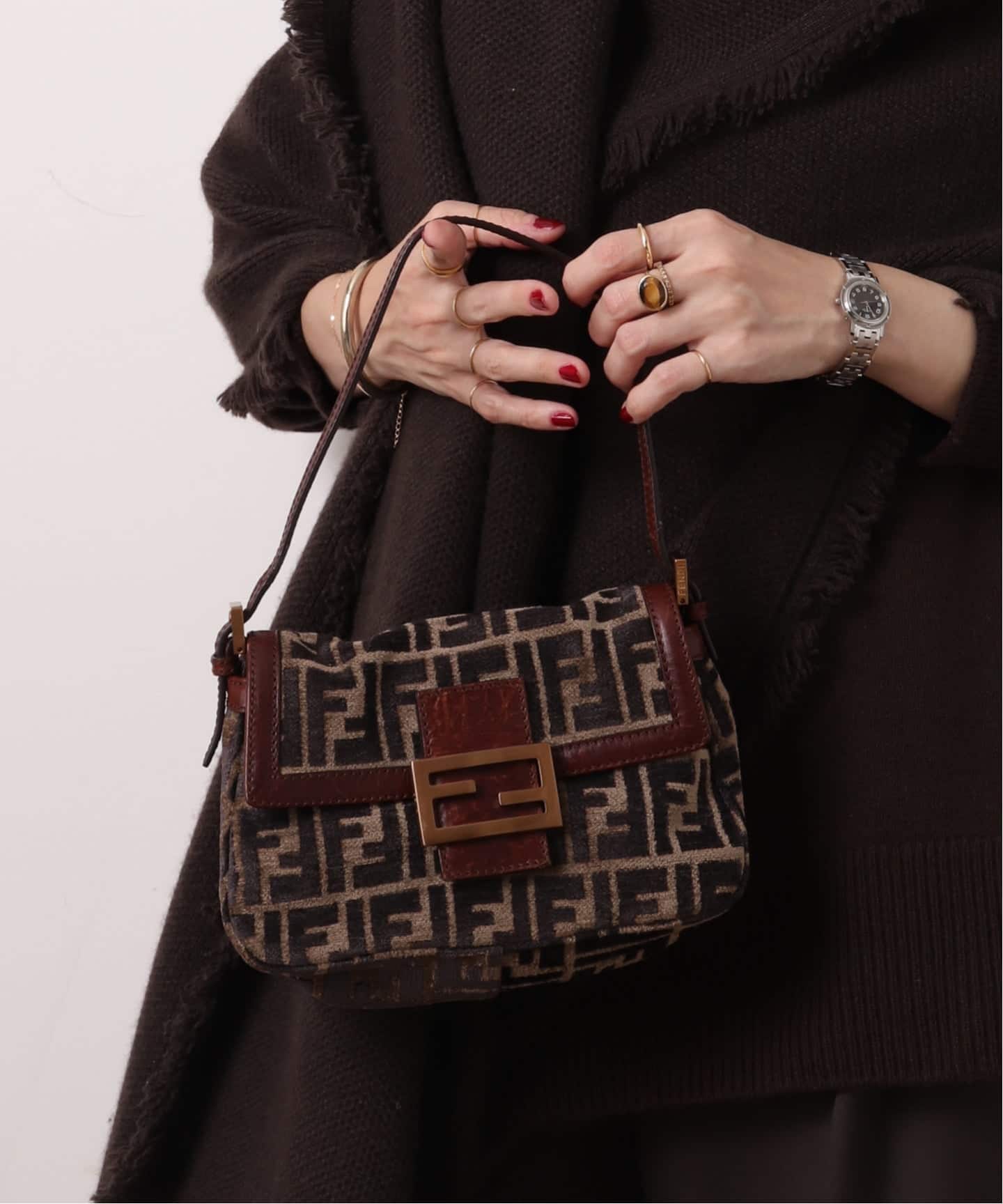 VINTAGE FENDI/フェンディ】Mamma baguette mini zucca velor