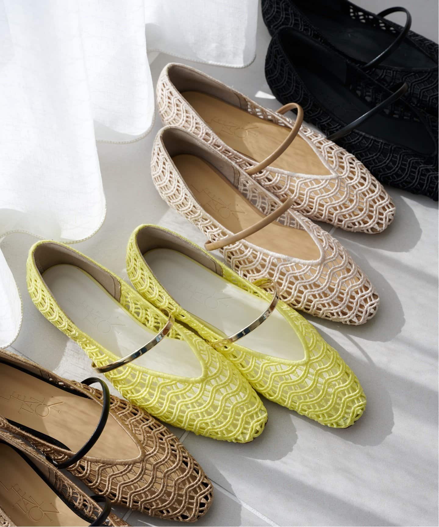 追加》スクエアクロシェストラップフラット（フラットシューズ）｜LE