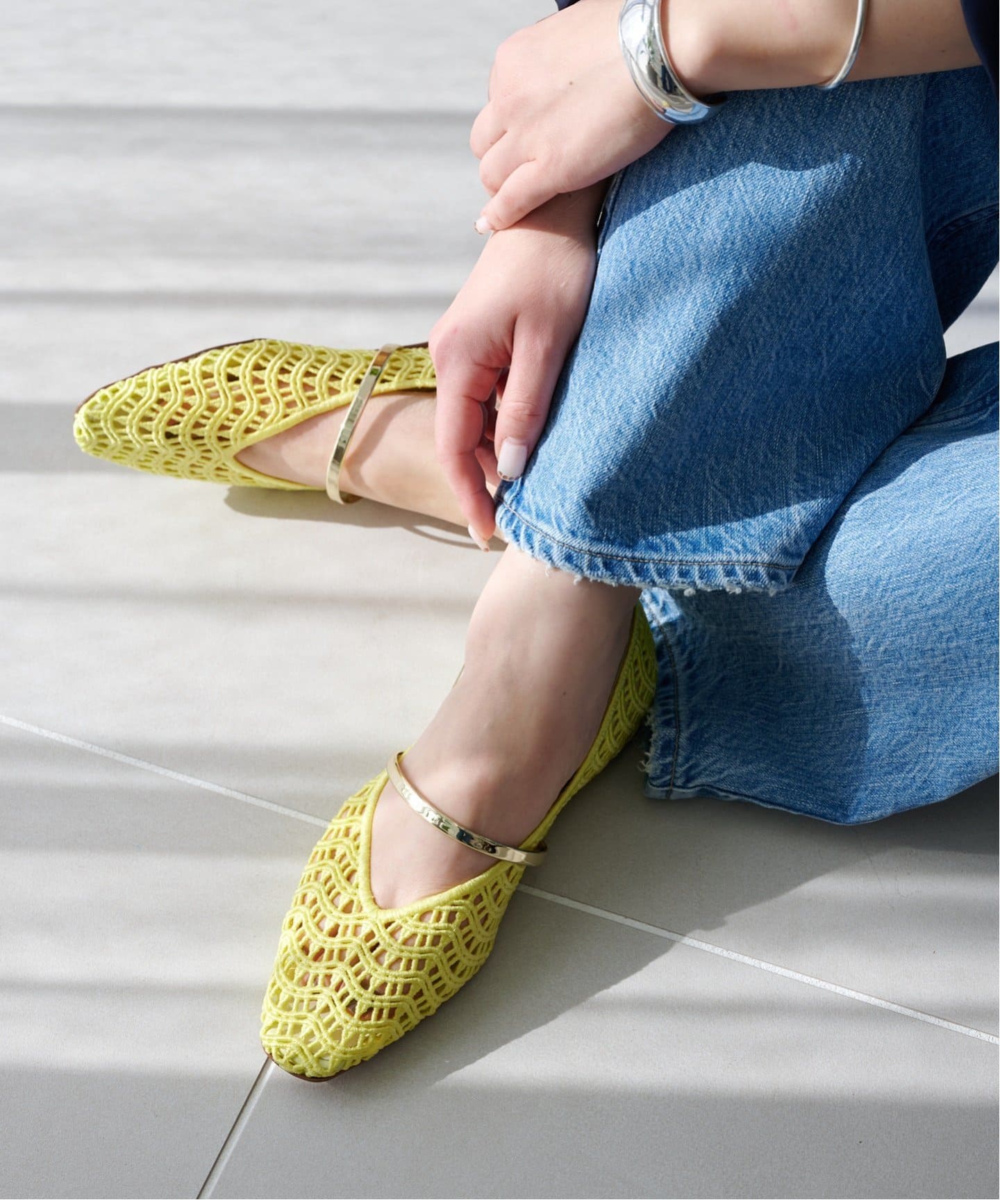 追加》スクエアクロシェストラップフラット（フラットシューズ）｜LE