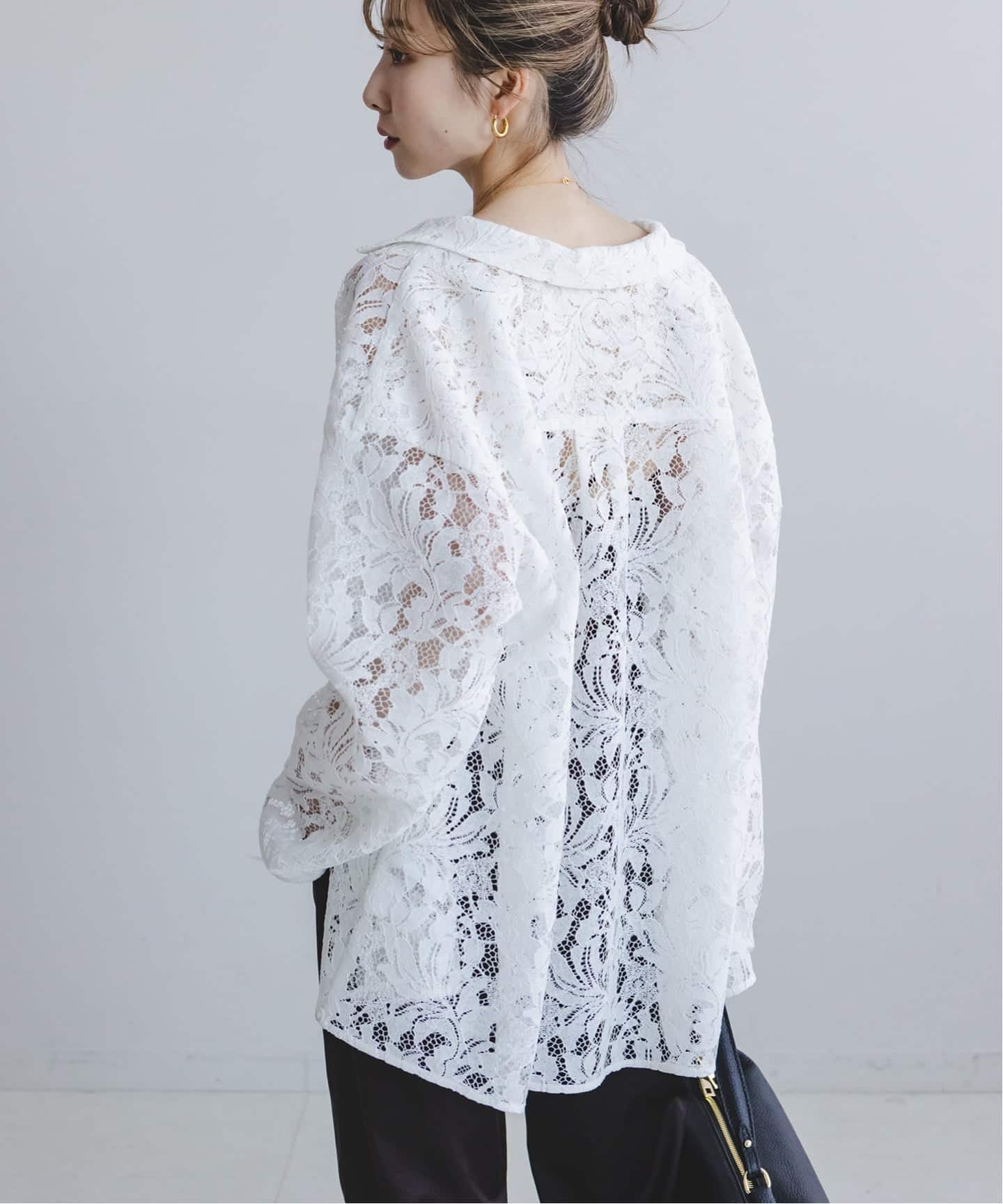 追加予約》ボタニカルレースオープンカラーシャツ（シャツ／ブラウス