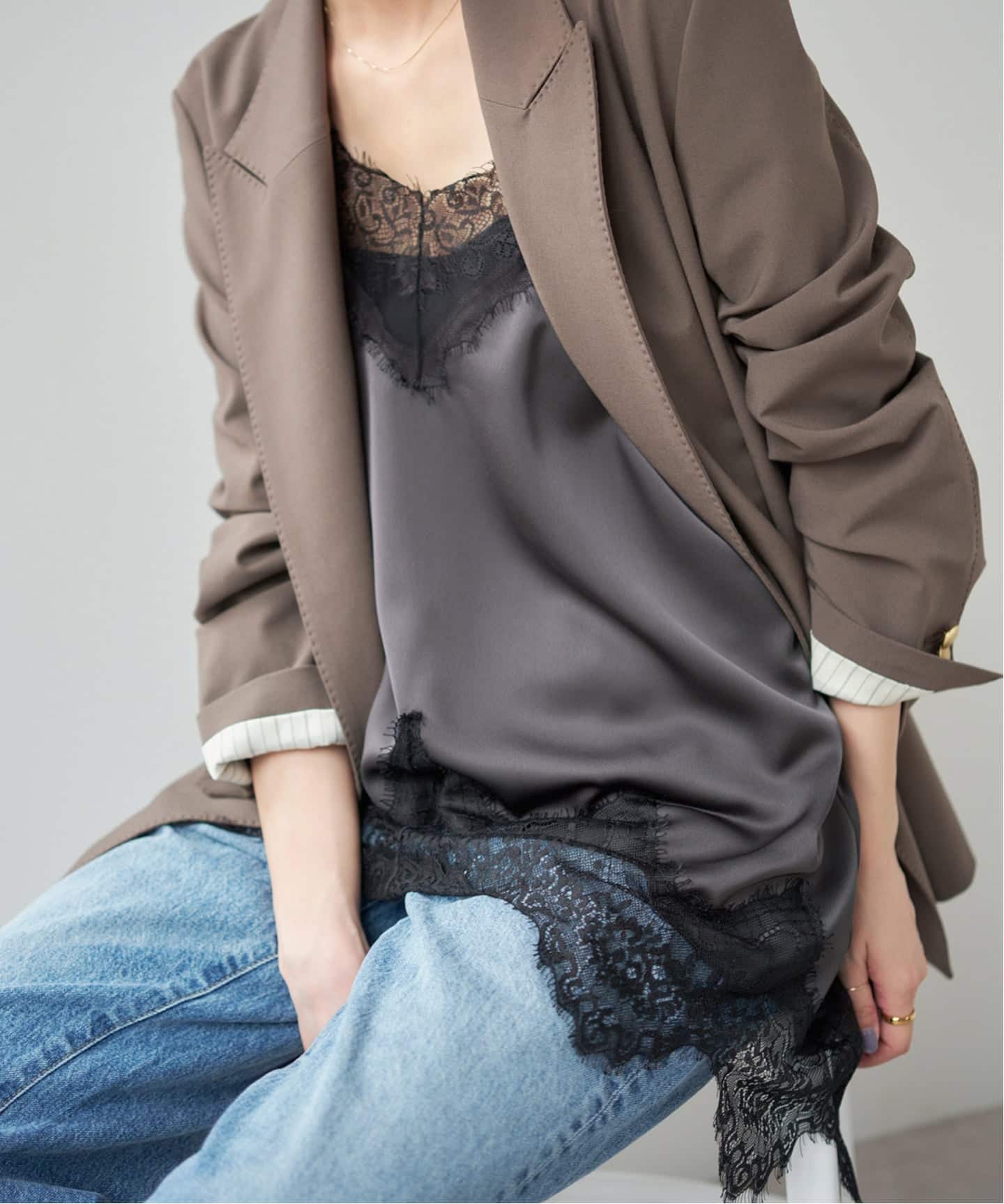 WEB限定 / 追加2予約》レースサテンチュニックキャミソール