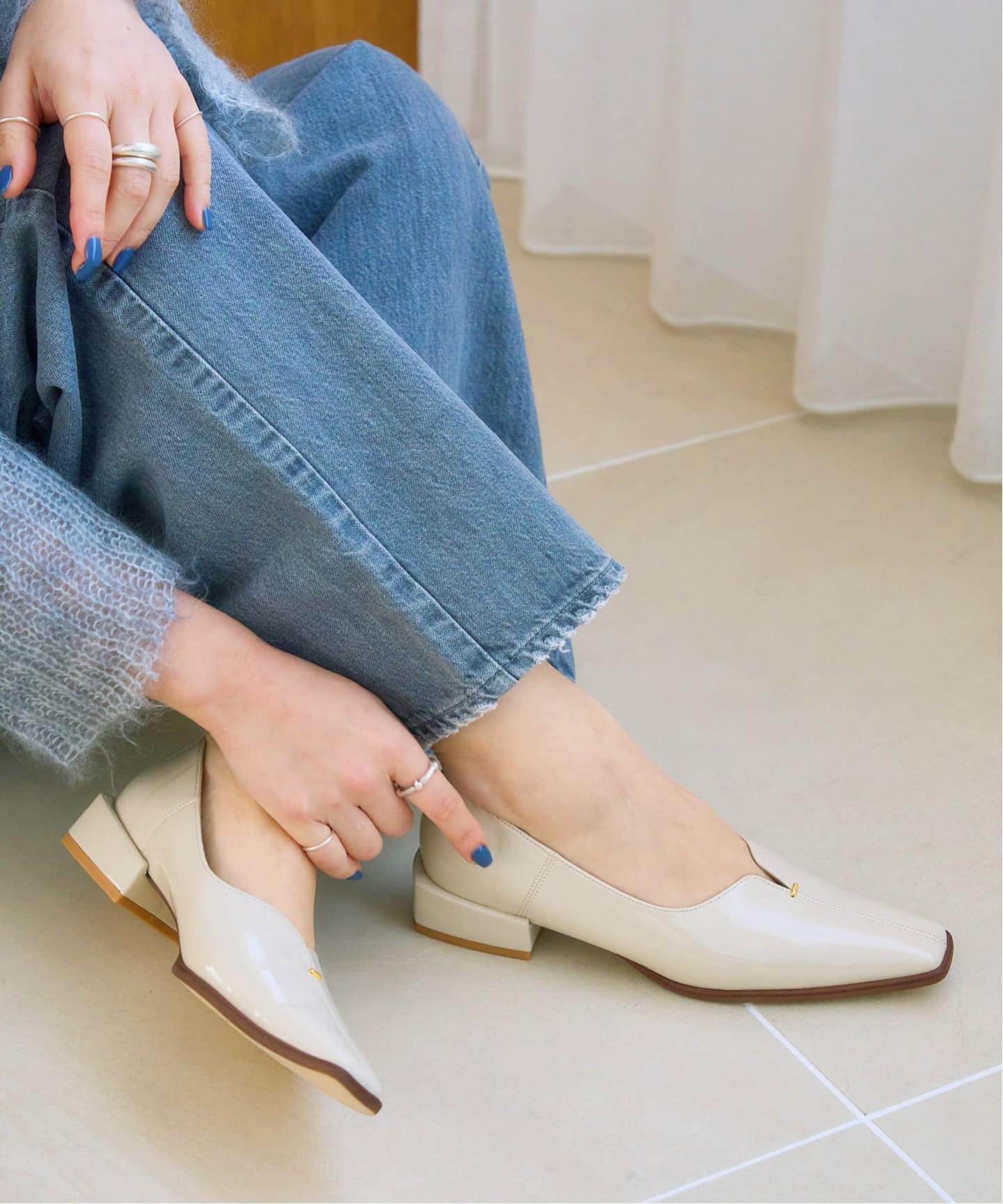 追加》2.5cmスクエアスリットソフトフラット（フラットシューズ）｜LE