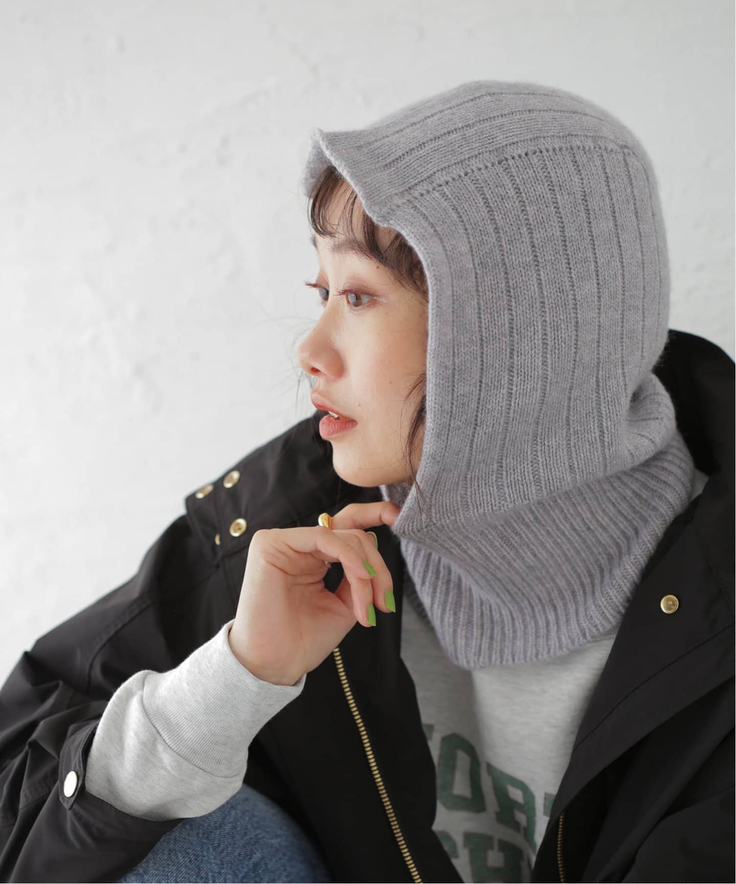 WILLIAM BRUNTON/ウィリアム ブラントン】CASHMERE リブバラクラバ