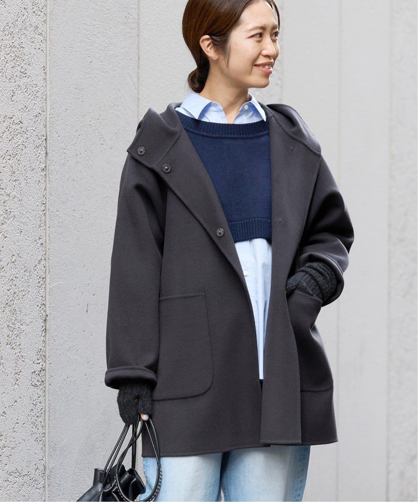 SUPER120 ダブルフェイスフードコート（その他ブルゾン／アウター