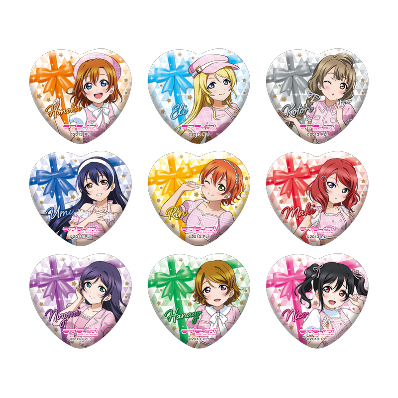 ハート缶バッジ(μ's girly pink)(全9種)【AniBOX】