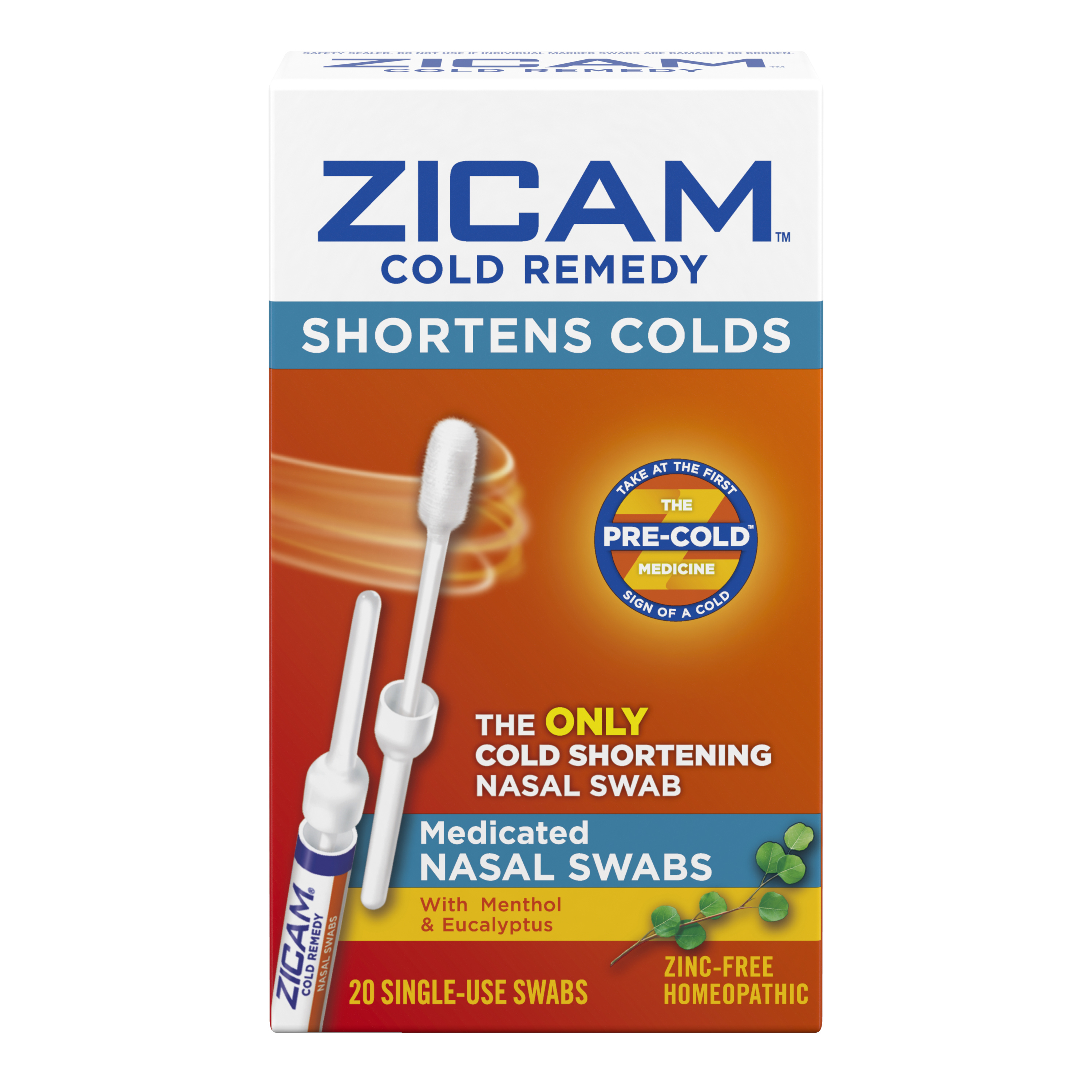 Zicam Cold Remedy Cold Shortening Medicated Nasal Swabs Zinc-Free