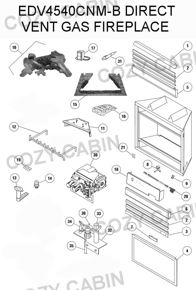 Lennox Open Vent Natural Gas Fireplace with Millivolt Controls