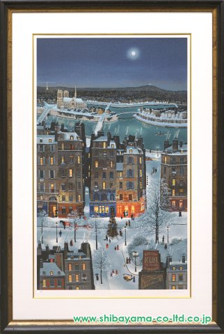 ミッシェル・ドラクロワ「雪のパリのクリスマス」セリグラフ :: 絵画