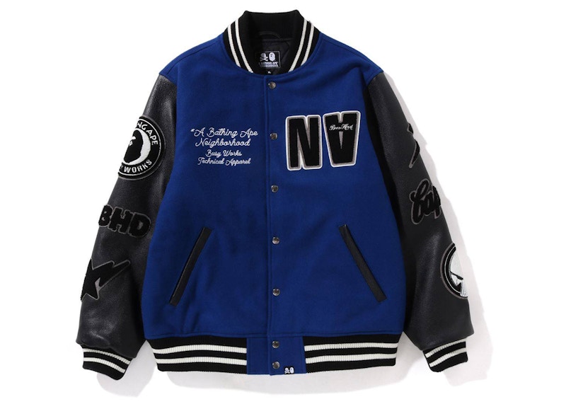 BAPE x Neighborhood Varsity Jacket Blue Black Men's - SS23 - US